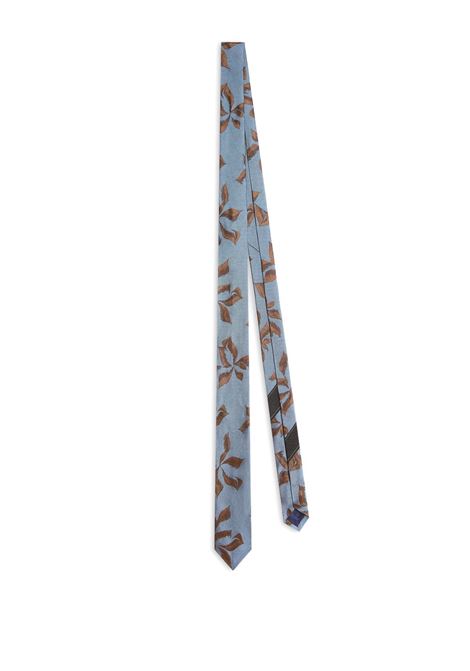 Blue graphic-print silk tie Dries van noten - men DRIES VAN NOTEN | 2510216001904504